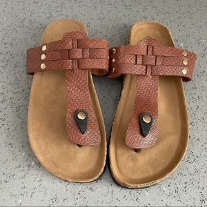 Victoria K Faux Leather Cork Thong Slide Sandal 8